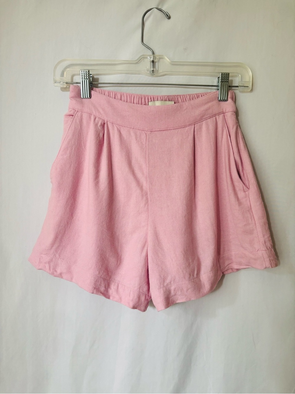 Abercrombie Pink Linen Blend Pleated High Rise Shorts XS